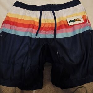 NWT Tipsy Elves Santa Fe Striped Swim Shorts Trunks L